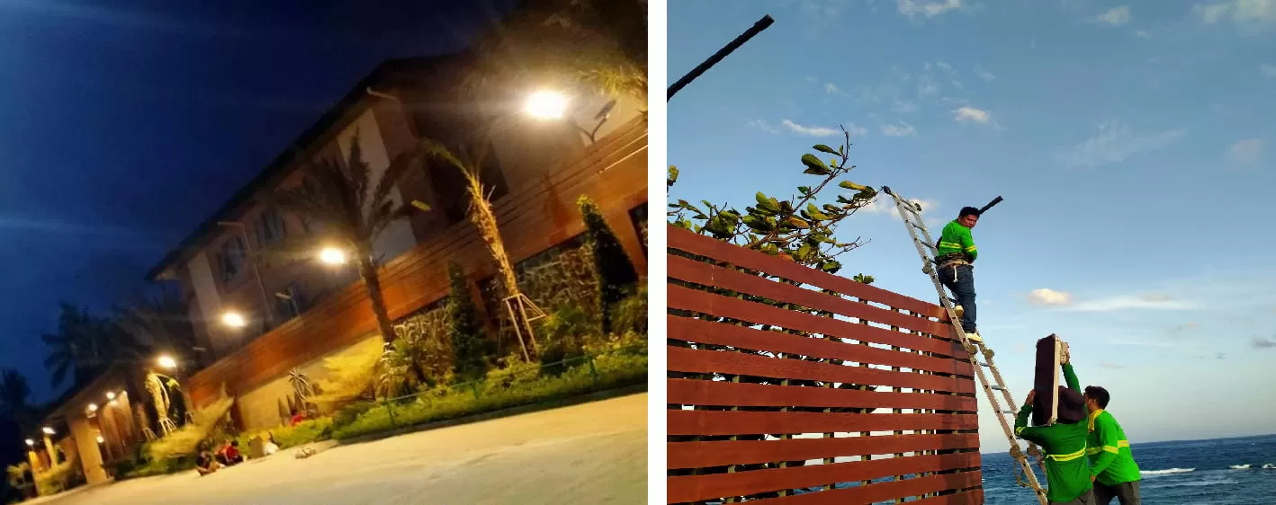 Installation of Customized H60W-3 Modules Solar Integrated Street Lights Warm White Installation of Customized H60W-3 Modules Solar Integrated Street Lights Warm White